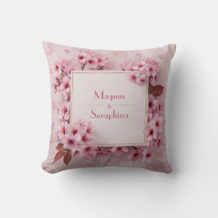 Coussin Texture de marbre rose luxueux à motif de fleurs d