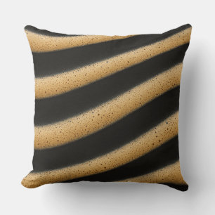 Coussin Texture de mousse d'espresso à rayures de zèbre 