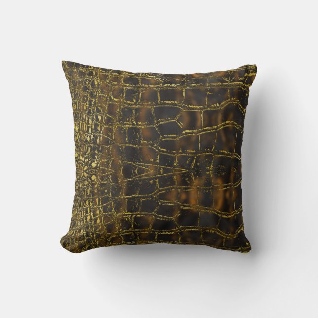 Coussin Texture de peau de serpent d'or de Faux sur le (Recto)