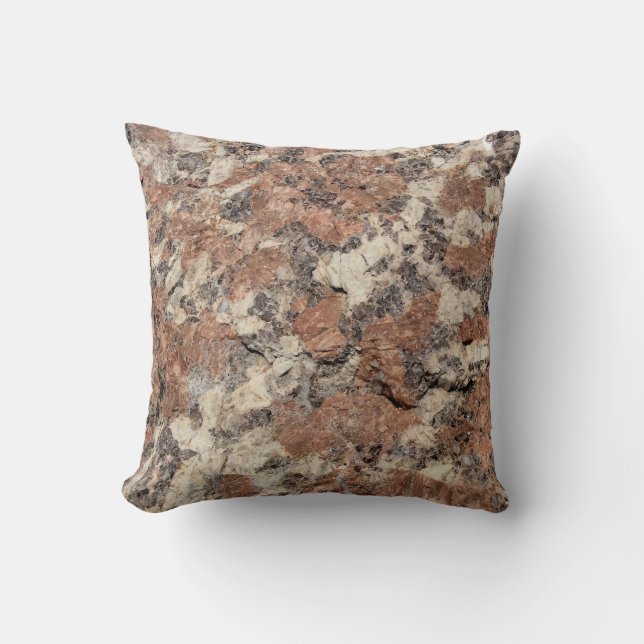 Coussin Texture de roche de granit --- Blanc noir rose - (Recto)