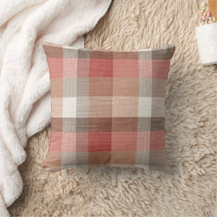 Coussin Texture de tissu à carreaux rustique chaud en cora