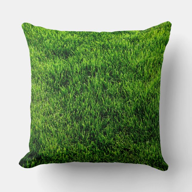 Coussin Texture d'herbe verte d'un terrain de football (Recto)