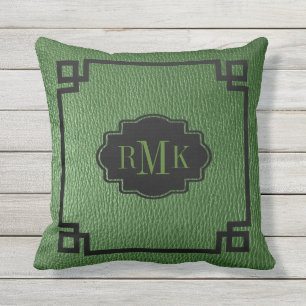 Coussin Texture en cuir vert simple Imprimer Cadre noir