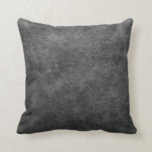 Coussin Texture en cuir vintage grise