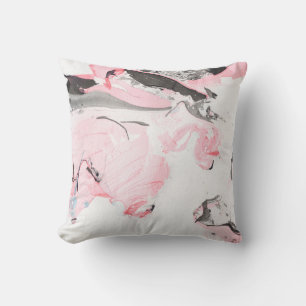 Coussin Texture en marbre rose et noir. Main dessinée