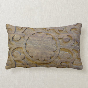 Coussin texturé en teck en bois