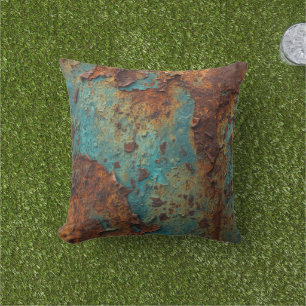 Coussin Texture industrielle patine acier rouillé vintage