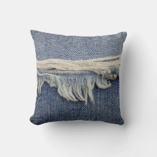 Coussin Texture jean déchiré, arrière - plan élégant.