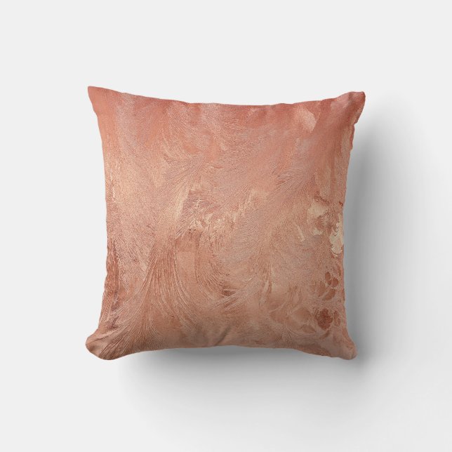 Coussin Texture rose d'en cuivre d'or métallique (Recto)