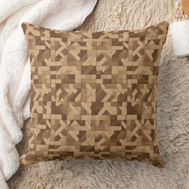 Coussin Texture tissée en motif marron et beige (Couverture)