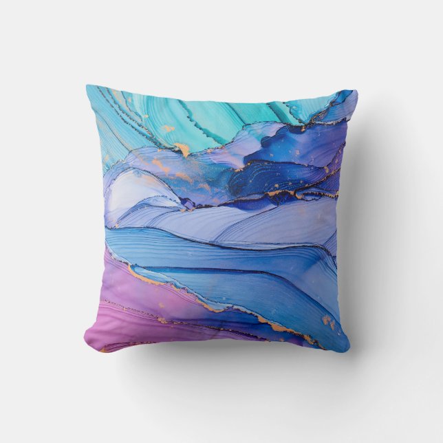 Coussin Textures fluides, art abstrait de luxe. (Recto)