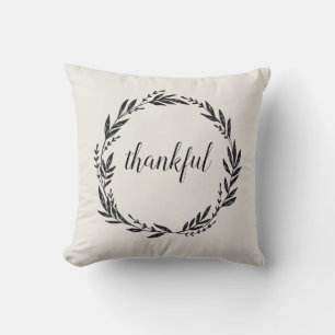 Coussin Thankful Wreath Script Jeter l'oreiller