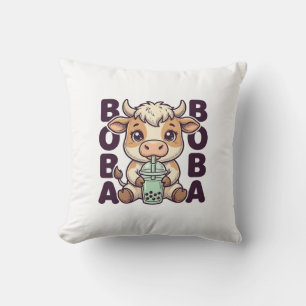 Coussin Thé aux perles de vache mignonne Design de T-Shirt
