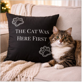 Coussin The Cat Was Here First Minimalist Pillow