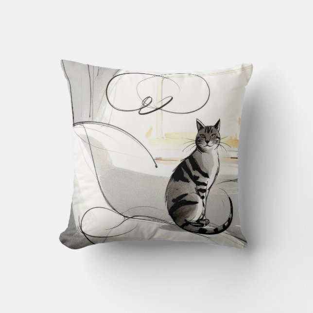 Coussin The Minimalist Cat Contemporary Trendy Modern (Recto)