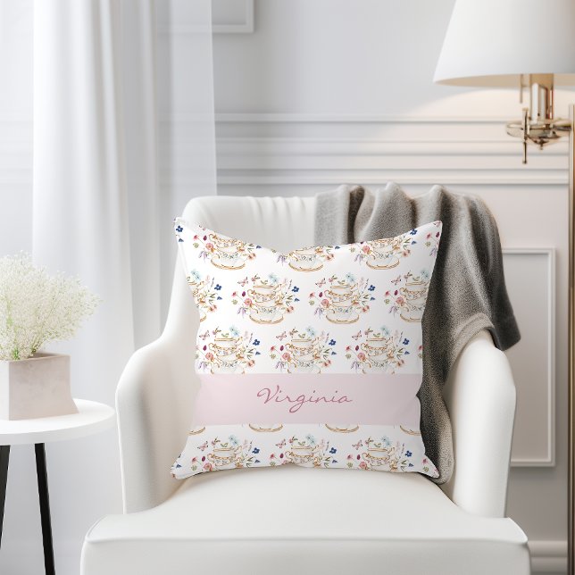 Coussin Thé Party (Wildflower Floral Tea Party Throw Pillow by Painted Paperie
)