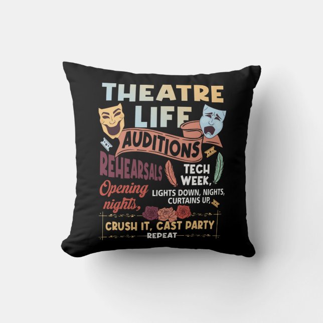 Coussin Théâtre Acteur Nerd Musical Theatre Life Auditions (Recto)