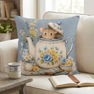 Coussin Théière Fantaisiste Maison de Souris Cottagecore F