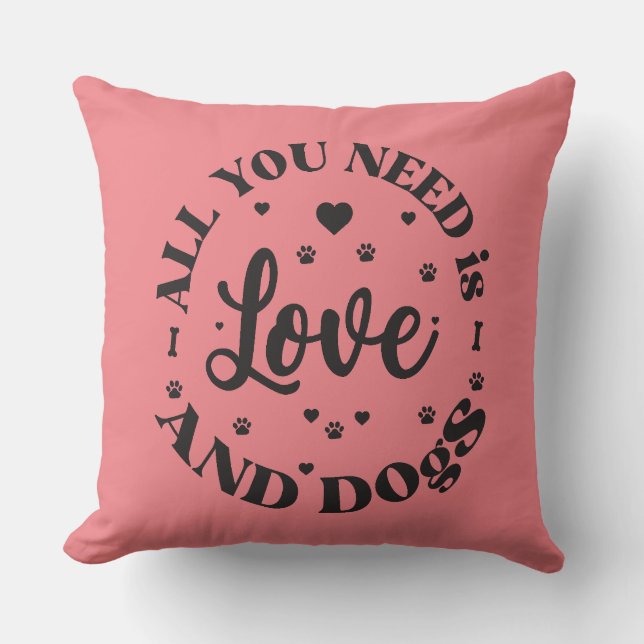 Coussin Thème "Amour et Chiens" (Recto)