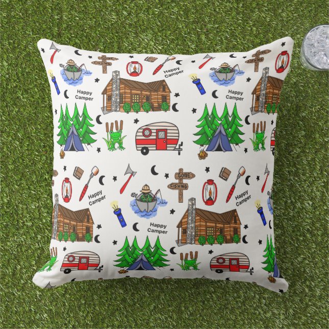 Coussin Thème Camping ou Midwest (Herbe)
