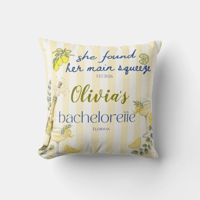 Coussin thème citron elle a trouvé son petit ami jaune (Recto)
