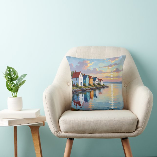 Coussin Thème côtier | Maisons de plage sur la baie   (Chaise)