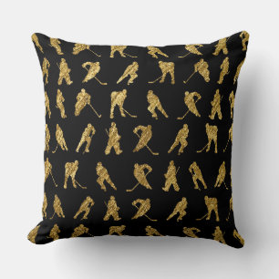 Coussin Thème De Hockey Noir Et Or