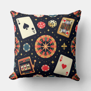Coussin Thème de motif de casino sur fond noir