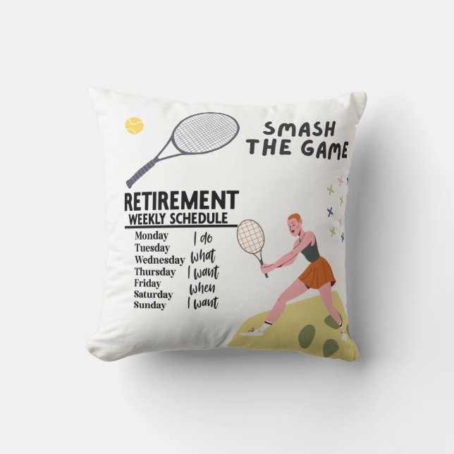 Coussin Thème de tennis pour la retraite au joueur de tenn (Recto)