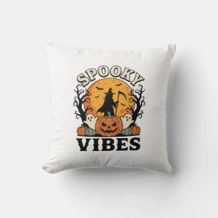 Coussin Thème fantôme d'Halloween Citrouille Sorcière Vint