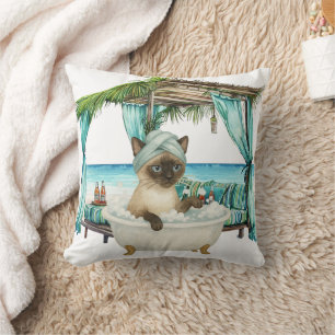 Coussin Thème spa pour amateurs de chats siamois