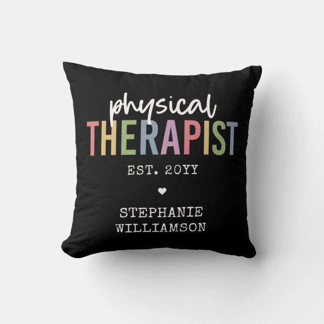 Coussin Thérapeute physique personnalisée Diplôme PT (Recto)