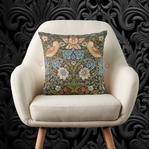 Coussin Thierry de fraises par William Morris, Art Vintage