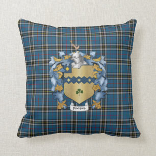 Coussin Thompson Family Crest et Tartan Plaid
