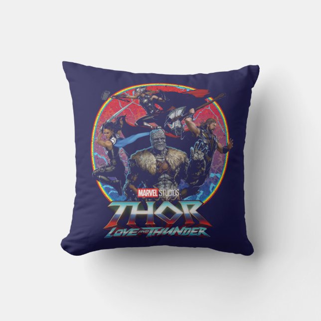 Coussin Thor : Graphisme du groupe Love and Thunder Retro (Recto)