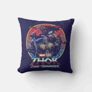 Coussin Thor: Love and Thunder Retro Group Graphic