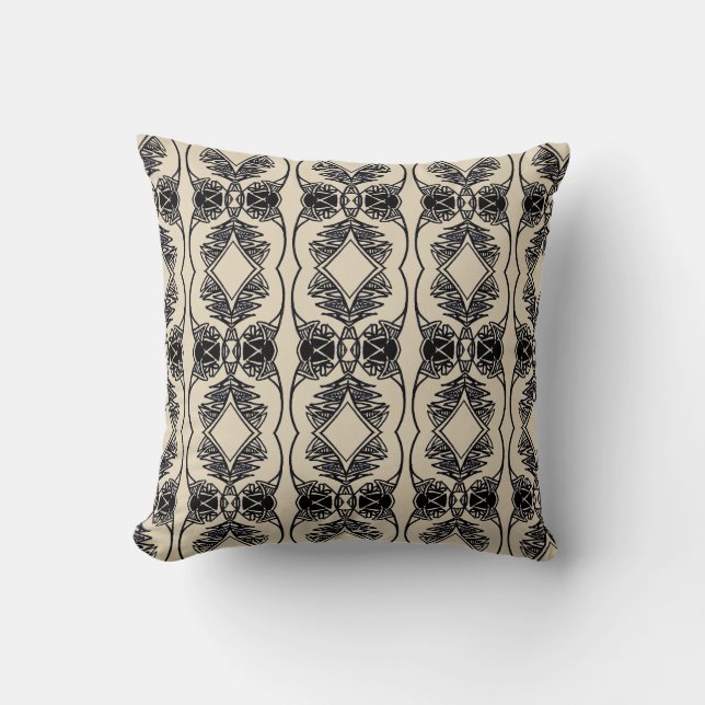 Coussin THP - 012 - beige et noir - carreau (Recto)