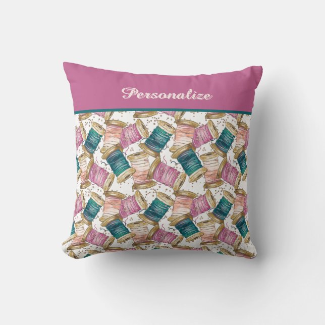 Coussin Threads de couture personnalisés Seamstress Tailor (Recto)