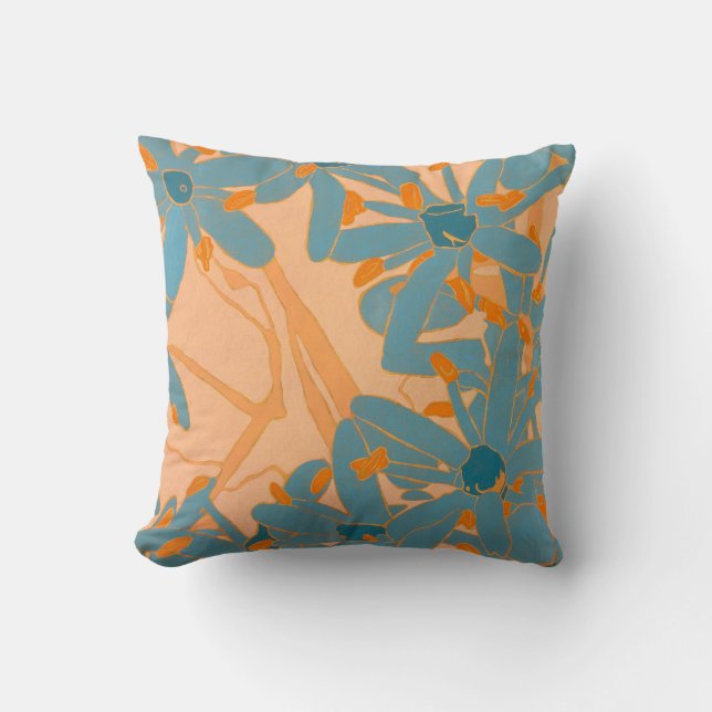 Coussin Throw Cushion Contemporary Leaf Design in Peach (Recto)