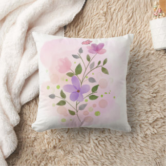 Coussin Throw Pillow 16" x 16"Soft Watercolor Illustration