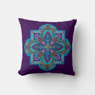 Coussin Throw pillow - blue and purple mandala