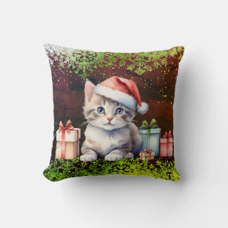 Coussin Throw Pillow Christmas cat