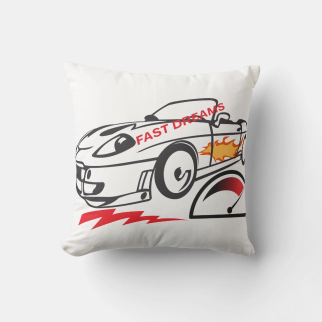 Coussin Throw Pillow Fast Dreams –Racing Car Pillow Design (Recto)