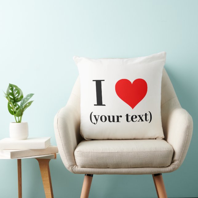 Coussin Throw Pillow I heart - Personnalisé (ajouter image (Chaise)