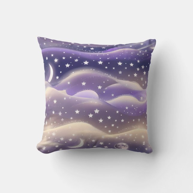 Coussin Throw Pillow - Lilac Cream Celestial Moon (Recto)