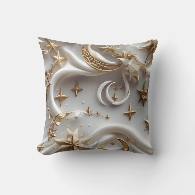 Coussin Throw Pillow – Luxury Alabaster White Celestial  (Recto)