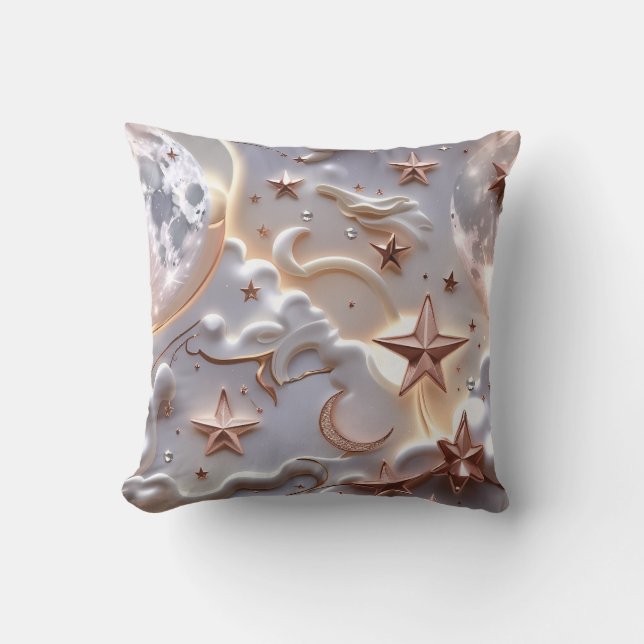 Coussin Throw Pillow - Marble White Celestial Moon (Recto)