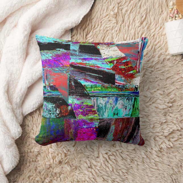 Coussin Throw Pillow – Neon Pulse (Couverture)