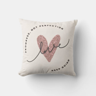 Coussin Throw Pillow – Pink Glitter Heart Love Design | In