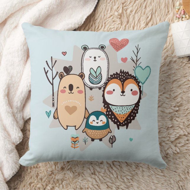 Coussin Throw Pillow présente une jolie illustration. (Couverture)